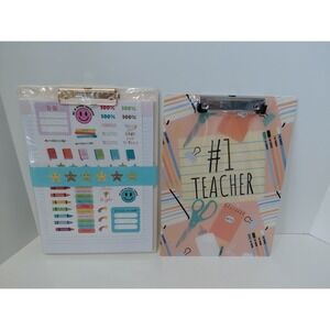 LOT of 2 Teacher Classroom Clipboards Notepad Stickers NEW
